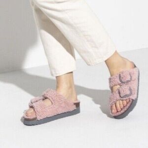 Papillio by Birkenstock Arizona Big Buckle Genuine Shearling Slide Sandal